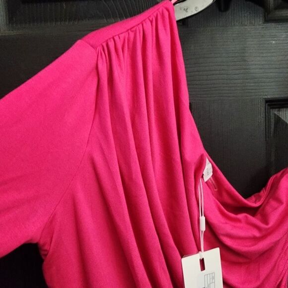 Endless Rose Sz. L New Fuchsia Shirred One Shoulder Bodysuit - Picture 6 of 13